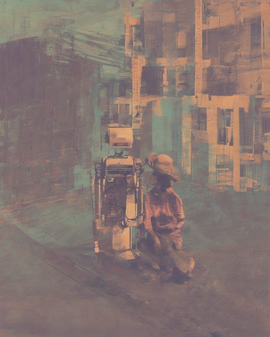 The robot, keeps her company.